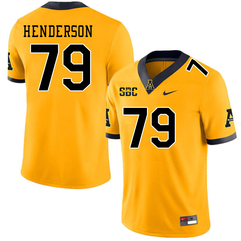 Men #79 Sammy Henderson Appalachian State Mountaineers College Football Jerseys Stitched Sale-Gold